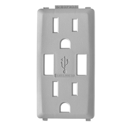 LEVITON COMBINATION DEVICE SWITCH PEB GY RENU USB CHGR 15A REC FACEPLATE RKAA1-PG